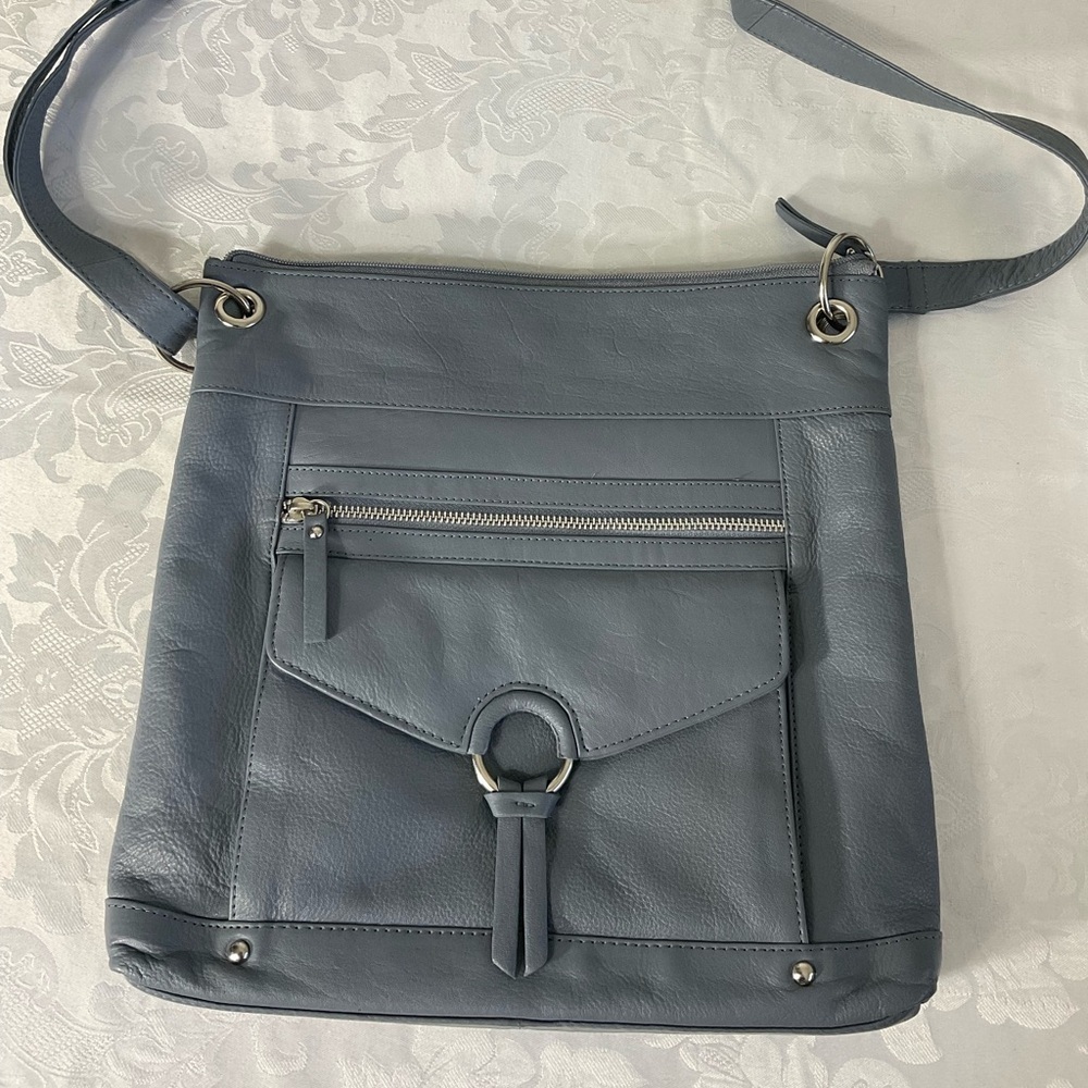 Great American Leatherworks Cross Body Bag in Gray leather new without tags